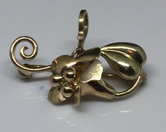 1930s signed Carl-Art 12K gold-filled bell flower pendant / brooch
