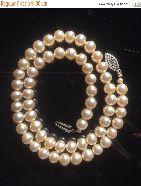 Mid Century Faux Pearl & Sterling Necklace