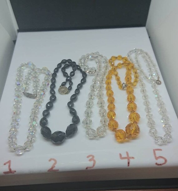 Vintage Crystal Glass Bead Necklaces, Lot of 5 Gem