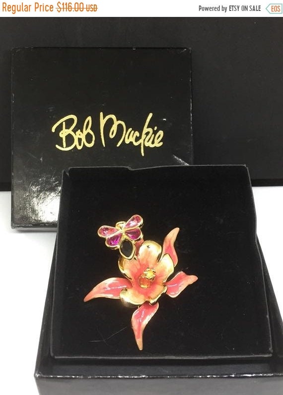 Bob Mackie Floral Trembler Brooch w/Original Box