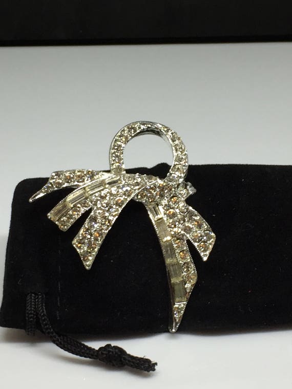 Circa 1940's Pave Clear "Ice" Rhinestone Brooch