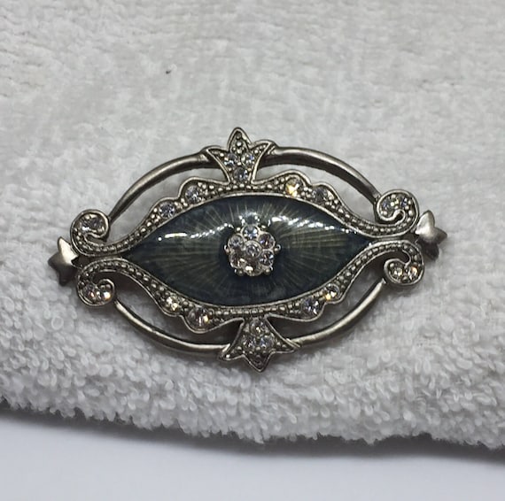 Victorian Style Inlaid Enamel Brooch