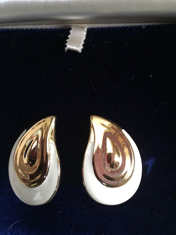 Classic Monet Goldtone and Enamel Clip-on earrings