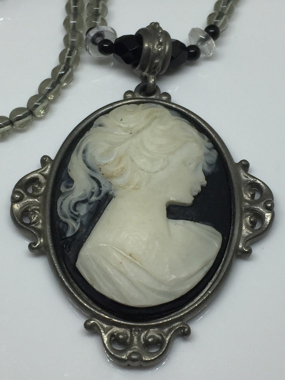 Ben Amun Victorian Cameo Necklace with Glass Bead… - image 2