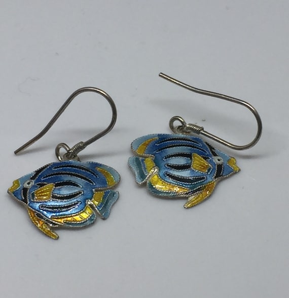 Zarah S925 Cloisonné Enamel Angel Fish Earrings - image 1