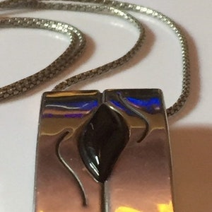 925 Sterling and Faux Onyx Modernist Necklace