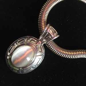 Rare Monet Gold Tone Necklace with Faux Stone Glass Cabachon Pendant