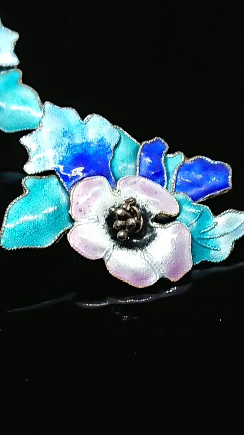 Vintage Cloisonn\u00e9 Floral Post Earrings