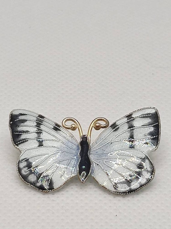 Thousand Flowers Sterling and Enamel Butterfly Fi… - image 2