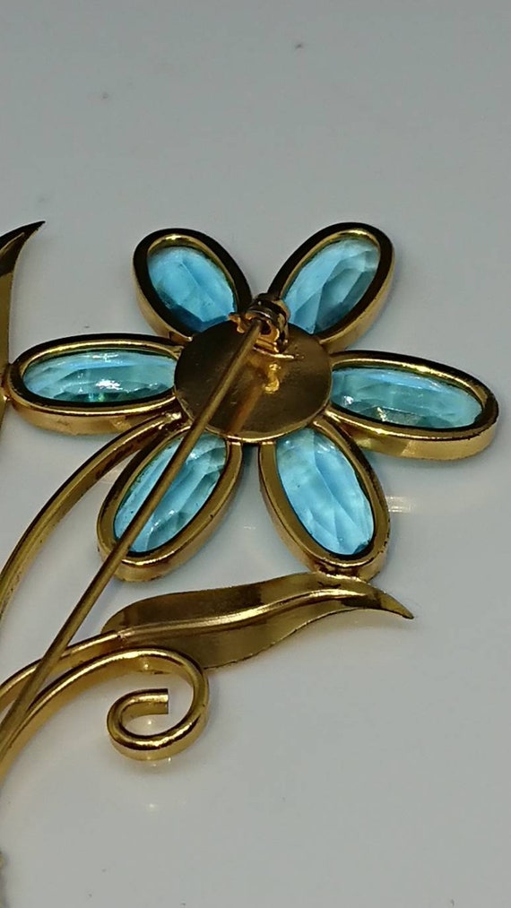 Sterling Craft by Coro Vermeil Rhinestone Flower Brooch, 1940's View 6