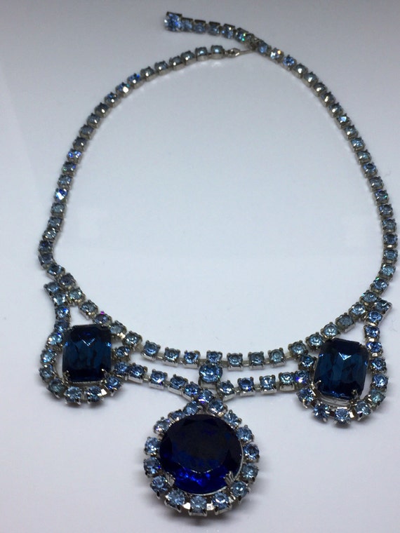 Juliana Style Sapphire & Blue Topaz Rhinestone Bib