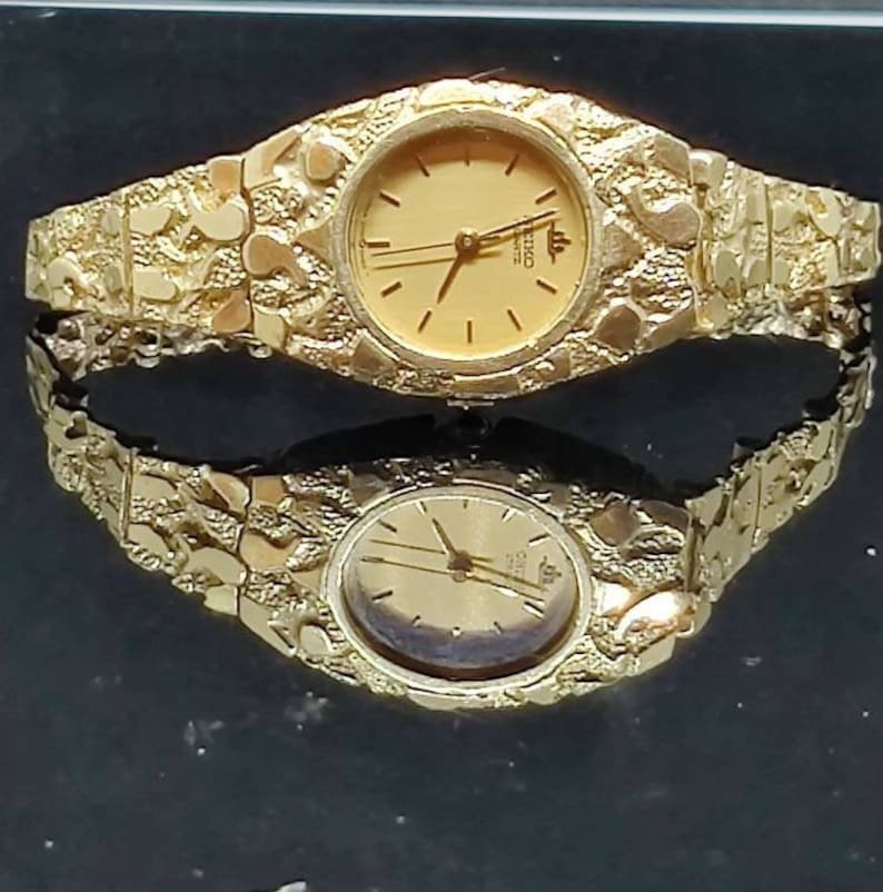 Seiko Ladies 14KT Gold Nugget Watch Circa 1980s Etsy