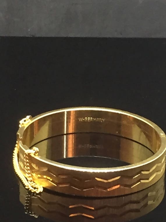 Gorgeous West German Gold Tone Bangle Circa 1960s - image 4