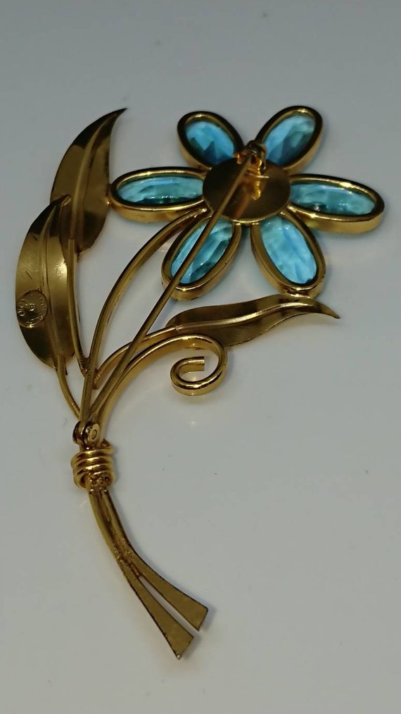 Sterling Craft by Coro Vermeil Rhinestone Flower Brooch, 1940's View 4