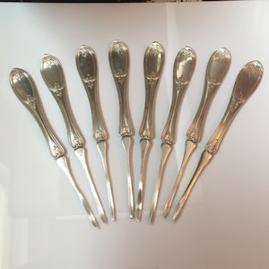 H.C. Reed Jr & Co Silverplate Nut Pickers, Set of 8, circa 1860&#39;s