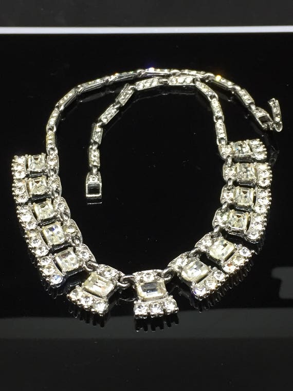 Bogoff Clear "Ice" Rhinestone Bib Necklace - image 2