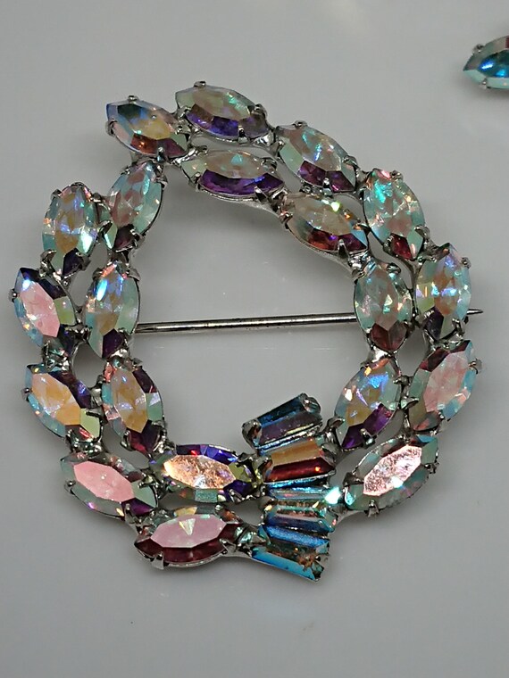 B David Clear AB Navette and Baguette Brooch & Cl… - image 2