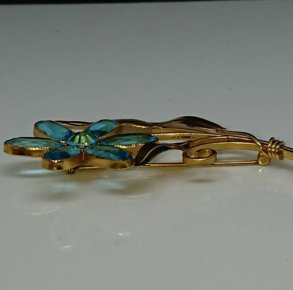 Sterling Craft by Coro Vermeil Rhinestone Flower Brooch, 1940's View 3