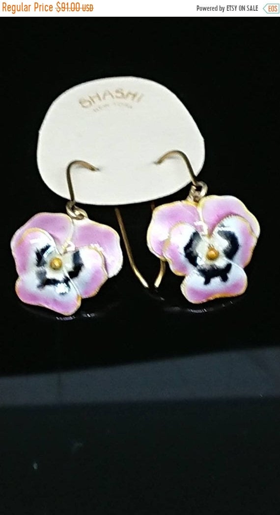 Vintage Shashi Singapuri 3-D Pansy Dangles