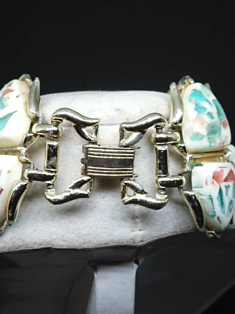 Vintage Coro Designer Jewel Tones Jelly & Confetti Lucite Link Bracelet image 3
