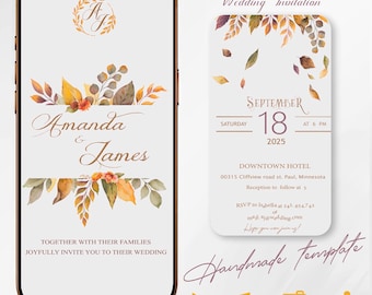 Boho Autumn Wedding Video Invitation