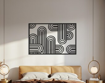 Geometric Wall Art, Abstract Metal Decor, Modern Line Panel, Minimalist Home Accent, Contemporary Design, Gift for Home, Living Room Decor