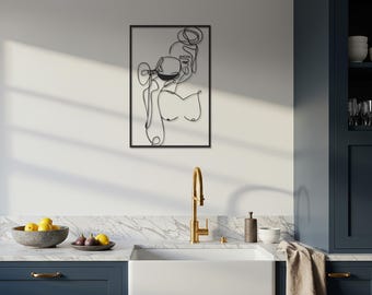 Abstract Female Line Art Metal Wall Decor, Minimalist Nude Body Outline, Modern Wall Sculpture for Home, Woman Figure Art, Metal Sign