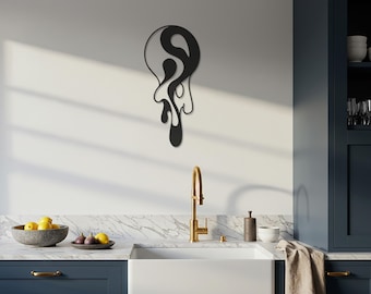 Yin Yang Wall Art, Drip Metal Decor, Zen Wall Sculpture, Abstract Wall Panel, Modern Spiritual Art, Black Metal Wall Accent, Gift for Home