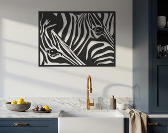 Zebra Wall Art, Safari Animal Decor, Metal Zebra Panel, Modern Jungle Wall Sign, Bold Home Accent, Wildlife Wall Art, Gift for Animal Lovers