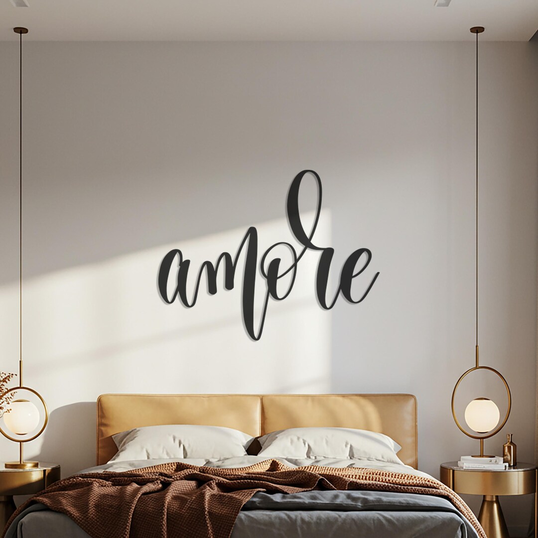 Amore Metal Wall Art, Script Love Sign, Romantic Word Wall Decor ...