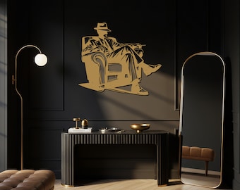 Classic Gentleman Metal Wall Art, Vintage Suit and Hat Design, Modern Decor for Living Room, Bedroom, or Office, Stylish and Timeless Decor