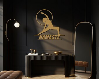 Namaste Yoga Metal Wall Art, Modern Yoga Pose with Namaste Design, Minimalist Meditation Art, Unique Home Decor for Living Room, Yoga Studio