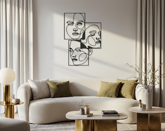 Arte de pared de metal moderno, decoración facial abstracta, decoración abstracta de metal, regalo de inauguración de la casa, decoración artística femenina, elegante obra de arte para cocina y sala de estar.