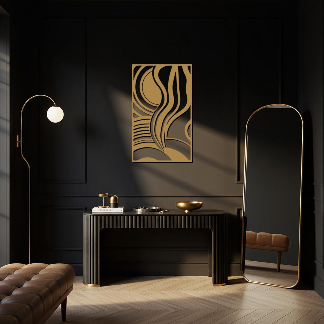 Abstract Flowing Lines Metal Wall Art, Modern Geometric Design ...