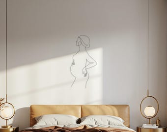 Pregnancy Wall Art, Motherhood Metal Sculpture, Minimalist Line Art, Abstract Female Body, Home Decor, Expecting Mother Art, Gift for Mom