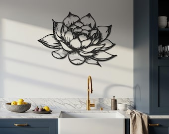 Lotus Flower Metal Wall Art, Boho Floral Home Decor, Zen Style Metal Sign, Yoga Studio Wall Accent, Spiritual Lotus Decor, Wall Hangings