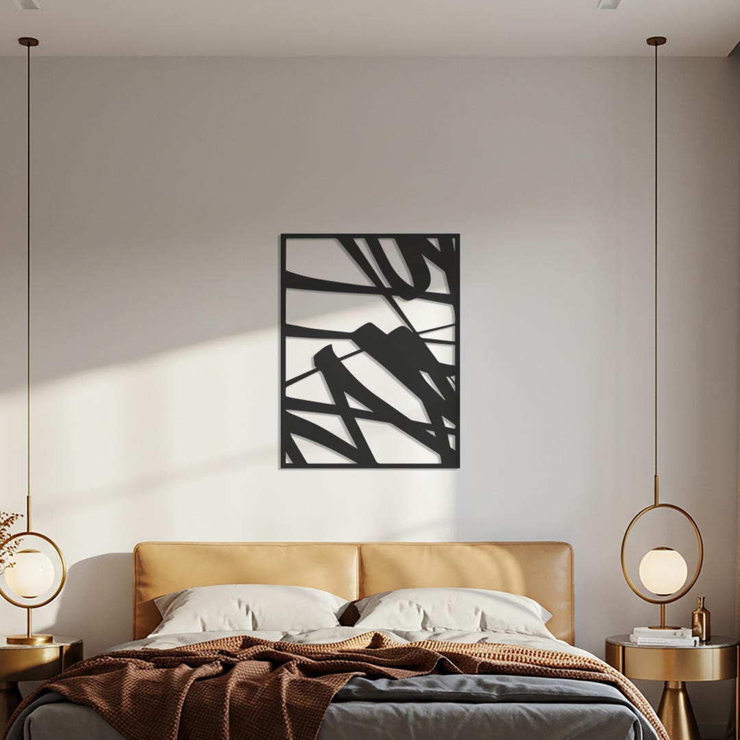 Abstract Lines Metal Wall Art, Modern Geometric Panel, Minimalist ...