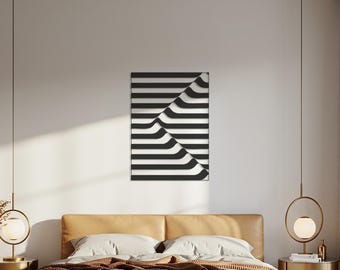 Optical Illusion Metal Wall Art, Black and White Geometric Decor, Modern Abstract Art, Minimalist Line Design, Bold Wall Art, Gift for Home