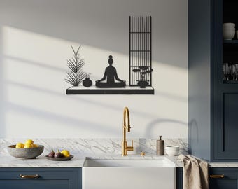 Zen Meditation Wall Art, Yoga Metal Decor, Mindfulness Wall Panel, Spiritual Wall Art, Boho Room Decor, Relaxation Art, Gift for Yogi