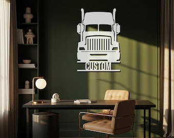 Custom Truck Metal Wall Art, Personalized Semi-Truck Design for Truck Enthusiasts, Modern Industrial Decor for Living Room, Garage or Office