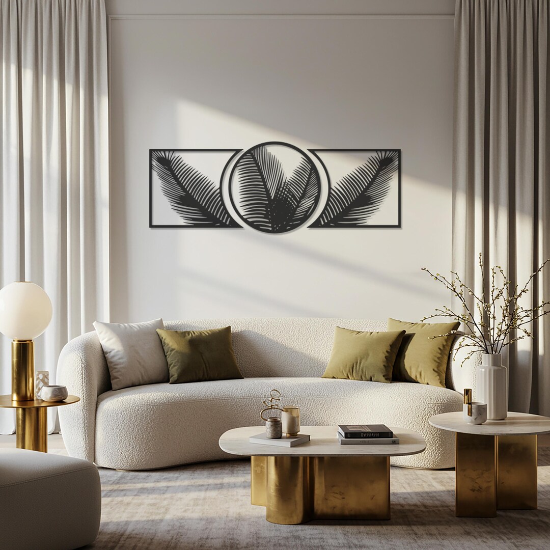 Set of 3 Palm Leaf Metal Wall Art, Modern Botanical Wall Decor ...