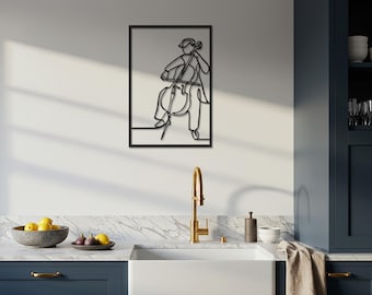 Cellist Metal Wall Art, Musician Line Decor, Modern Instrument Silhouette, Black Frame Panel, Music Lover Gift, Elegant Music Room Accent
