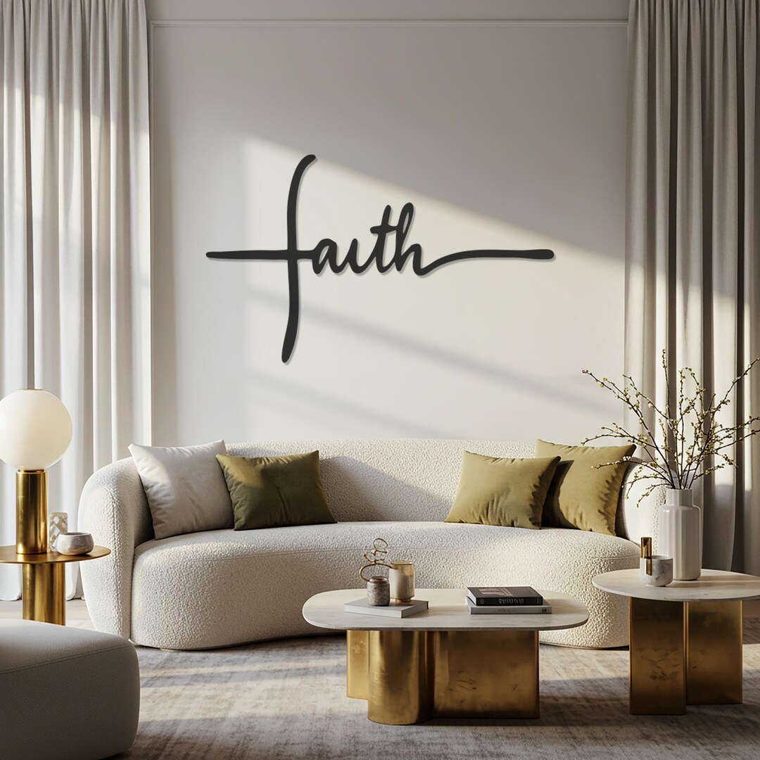 Faith Wall Art, Christian Metal Sign, Inspirational Word Decor, Modern ...