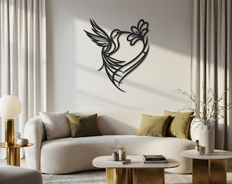 Flying Heart Wall Art, Metal Bird Decor, Romantic Silhouette, Modern Wall Accent, Minimalist Gift, Home Wall Sign, Living Room Decor