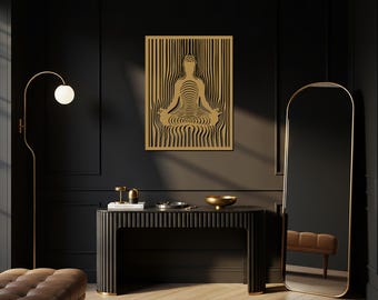 Buddha Meditation Metal Wall Art, Tranquil and Serene Design with Flowing Lines, Modern Spiritual Wall Decor for Living Room or Office
