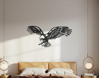Eagle Wall Art, Flying Eagle Metal Decor, Modern Wildlife Wall Accent, Bold Animal Wall Art, Rustic Cabin Decor, Statement Wall Piece