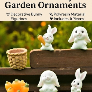 Mini Bunny Figurines – Resin Rabbits & Accessories for Fairy Gardens, Terrariums  DIY Crafts