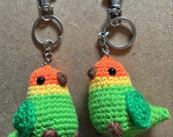 Crochet Bird Keychain | Amigurumi Parrot Keychain