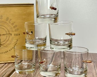 Juego de vasos de whisky Bullet únicos: 6 regalos de bar para papá, esposo y novio