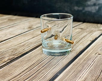 Vaso de whisky artesanal con balas reales, regalo para él